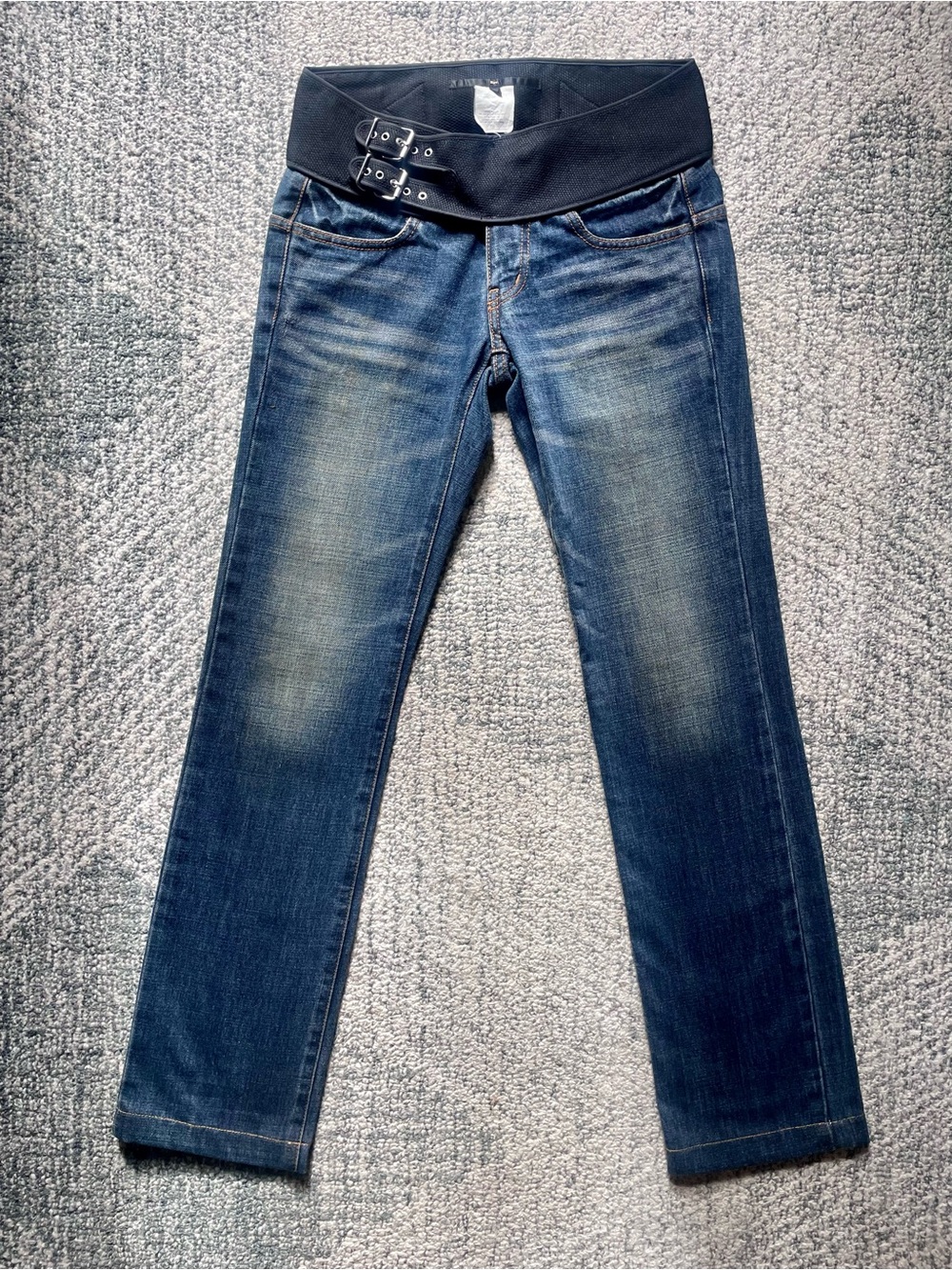 Japanese Sov. Double Standard Clothing Y2K Low Rise Buckle Waist Band Straight
